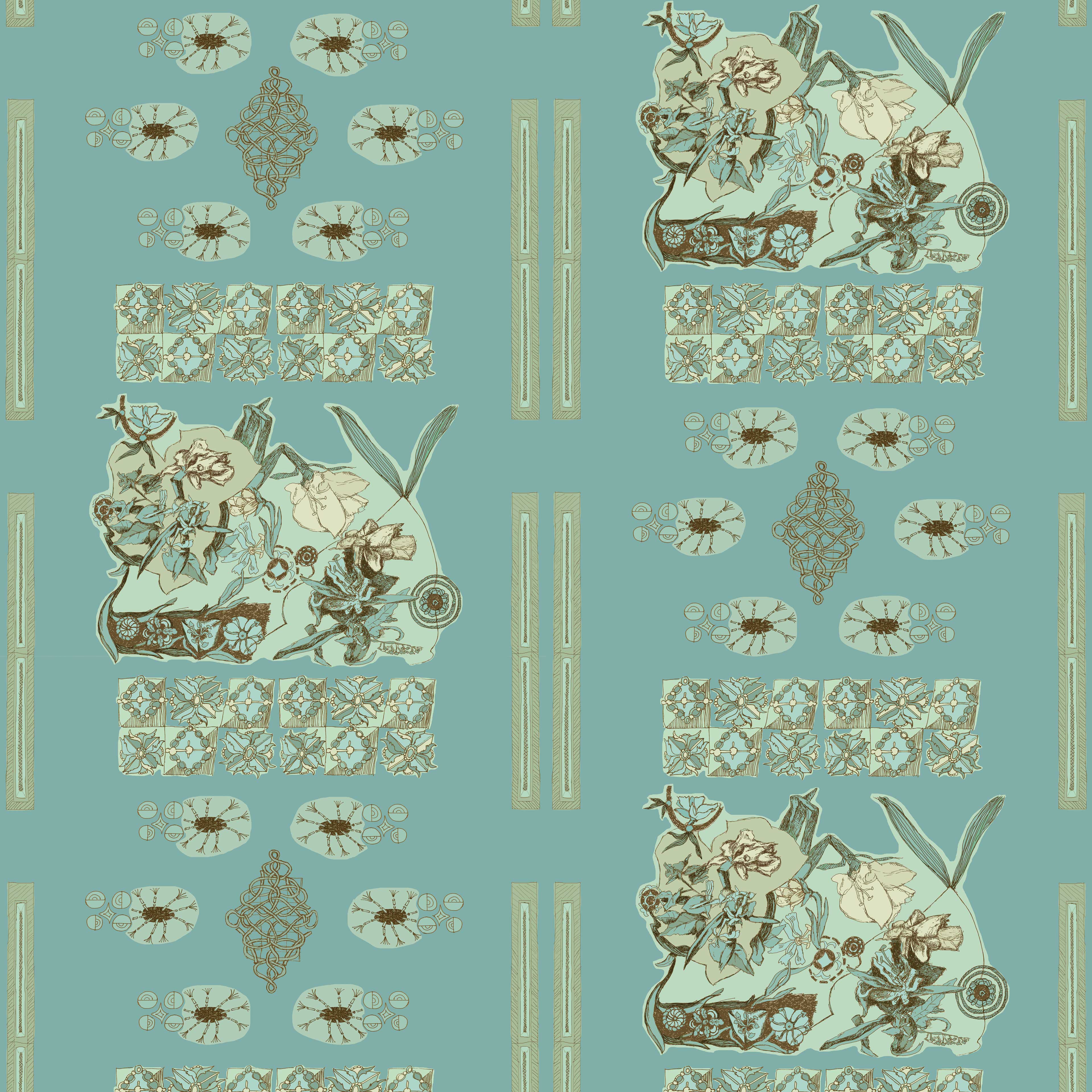 floral 2h, eine Bahnbreite 50 cm