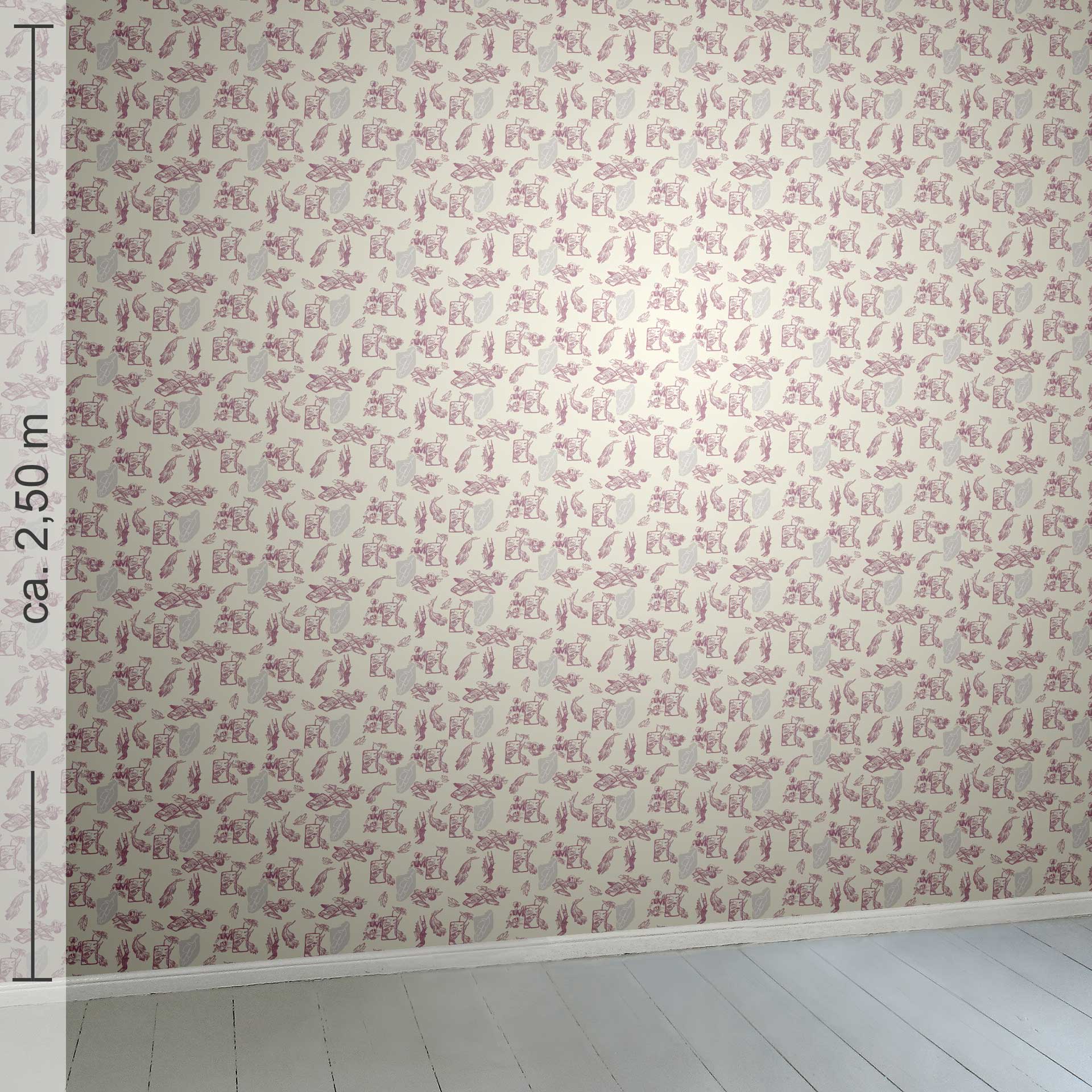 kleingemustert 4h, Raumansicht ca. 2,50 m x 2,50 m