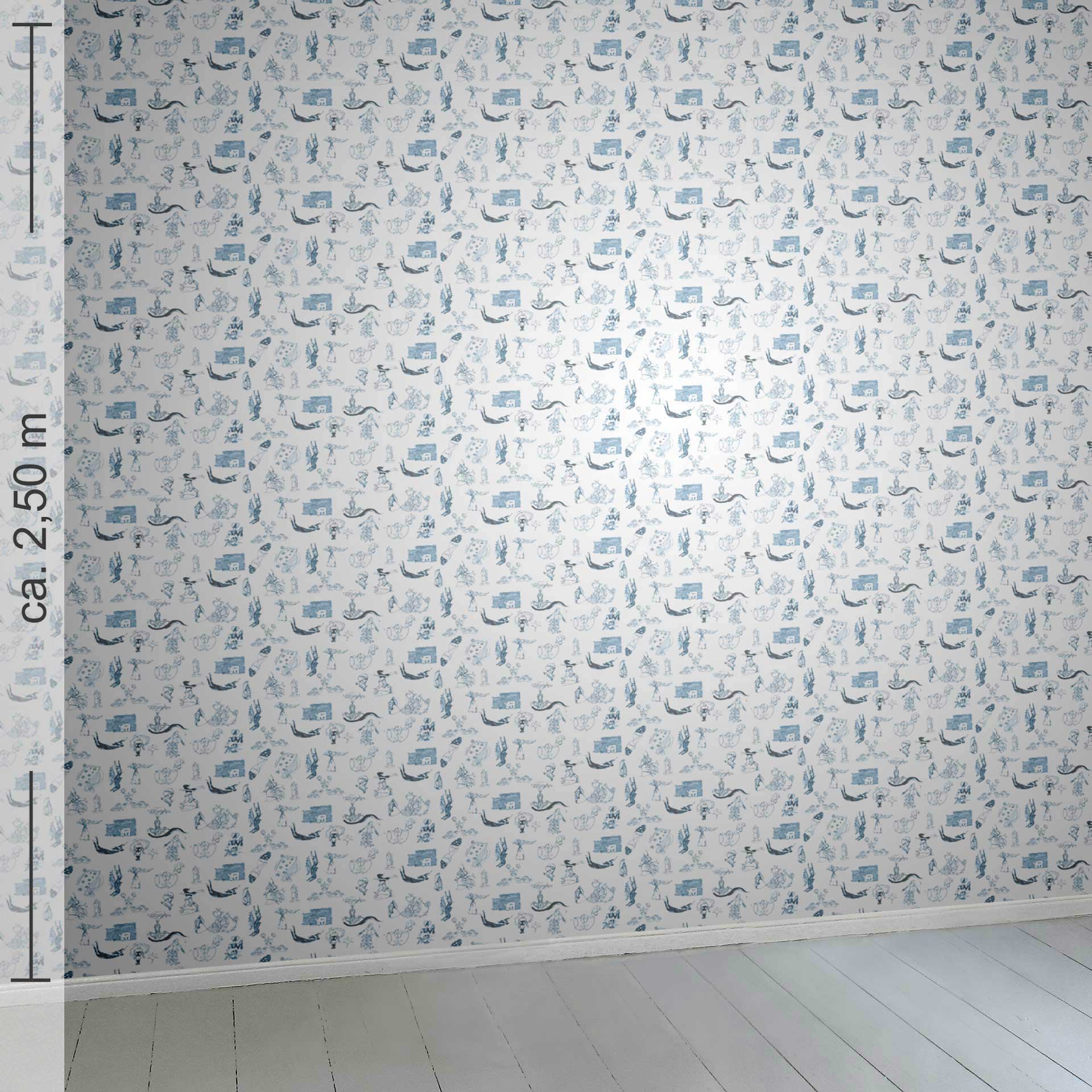 kleingemustert 7h, Raumansicht ca. 2,50 m x 2,50 m