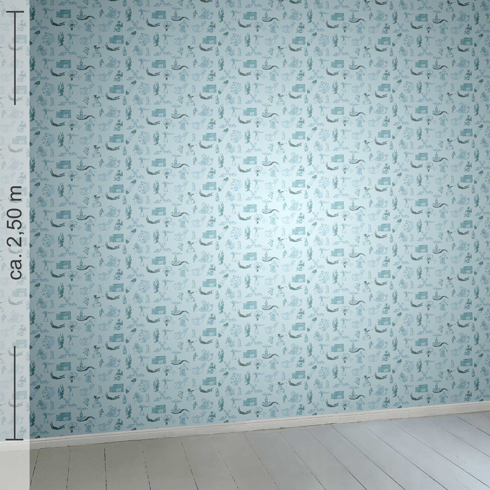 kleingemustert 8h, Raumansicht ca. 2,50 m x 2,50 m